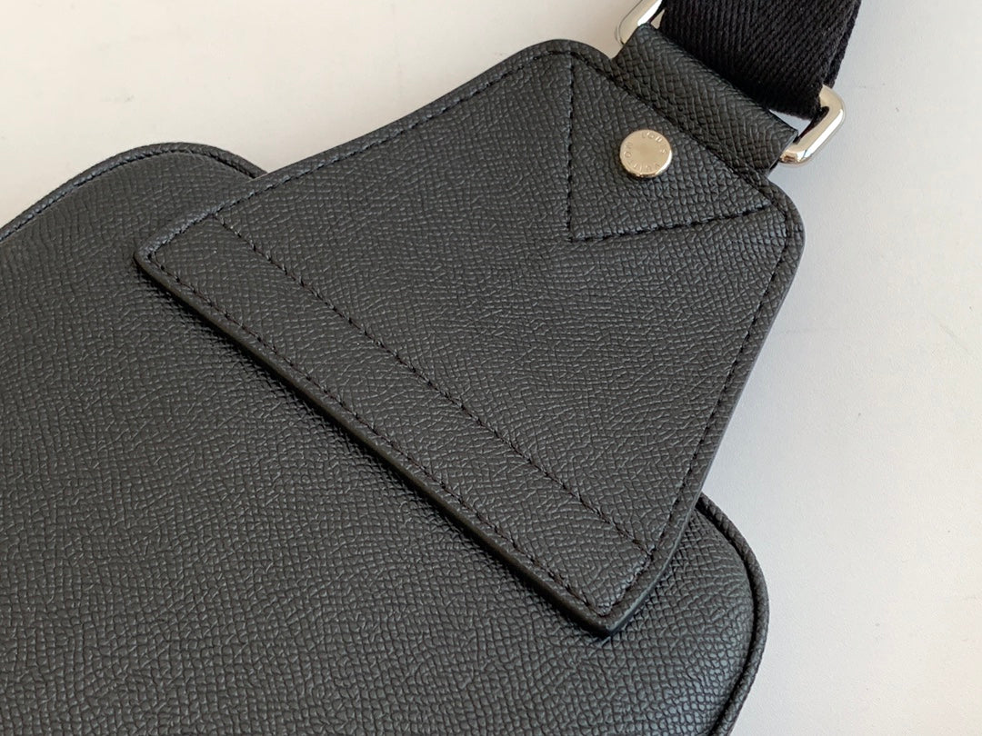 Louis Vuitton Black Textured Leather Sling Crossbody Chest Backpack