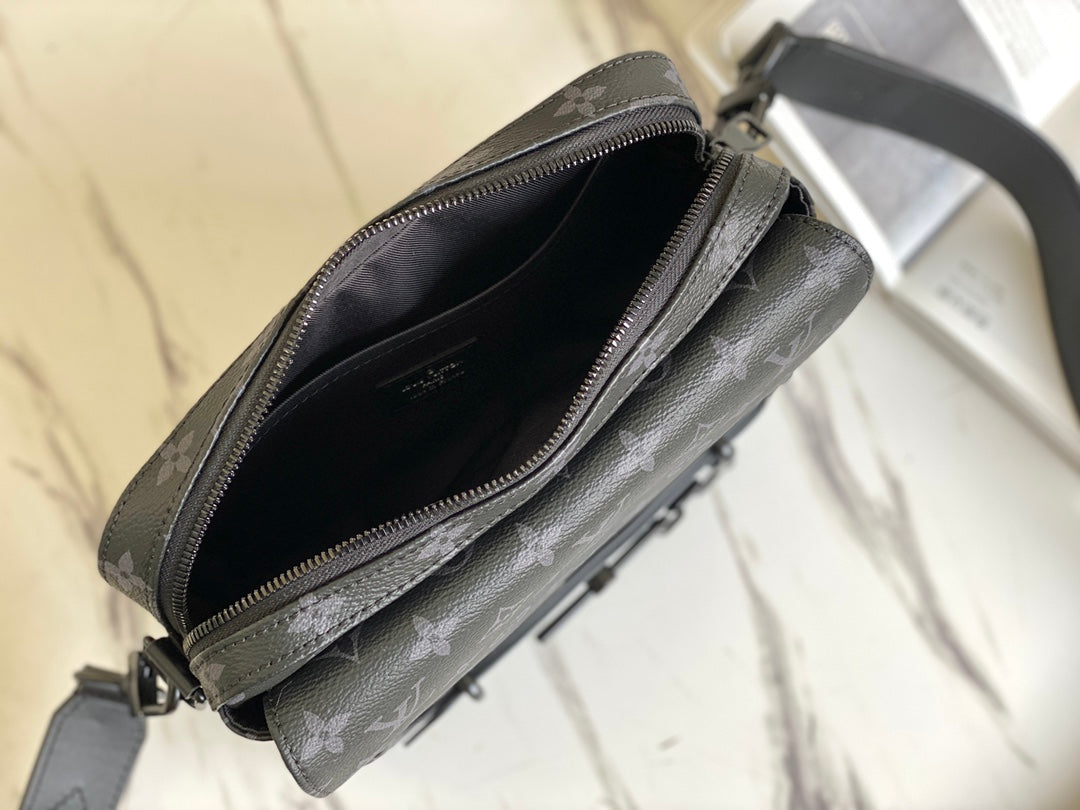 Louis Vuitton Dark Grey Monogram Canvas Crossbody Messenger Bag for Men
