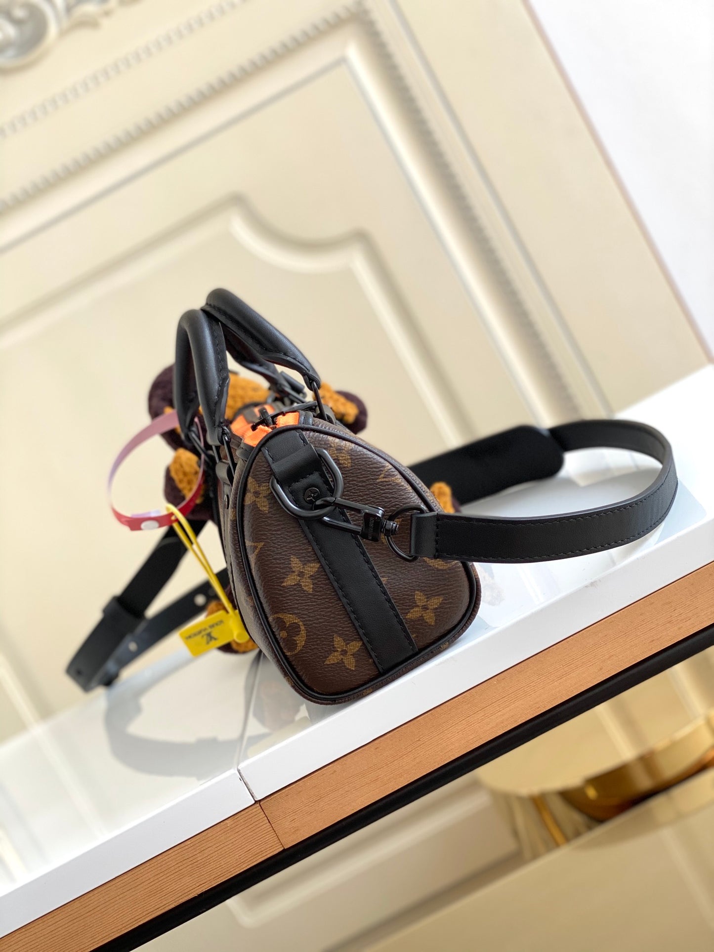 Louis Vuitton Brown Monogram Mini Duffle Crossbody Bag with Knitted Monkey