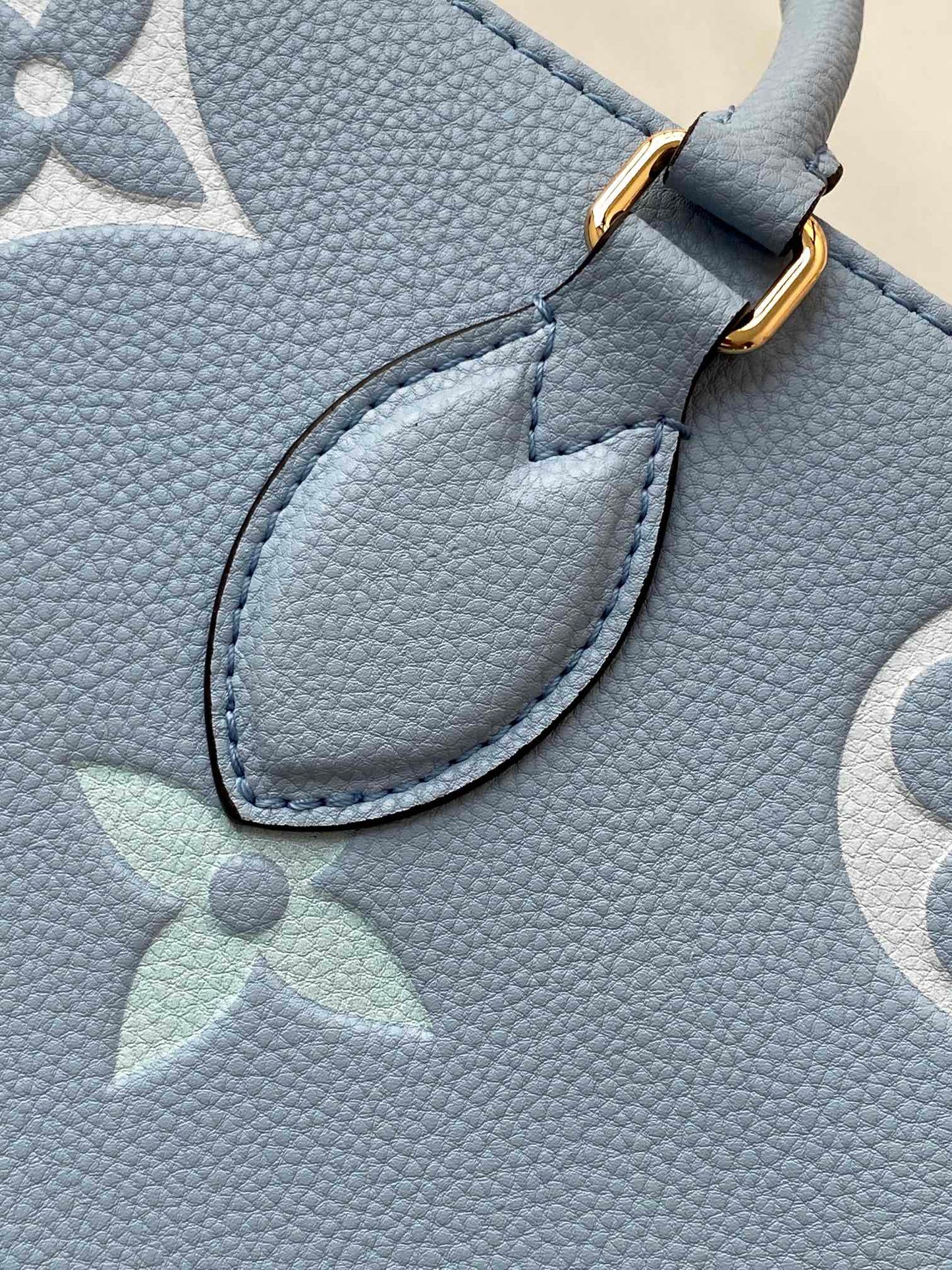 Louis Vuitton Light Blue Monogram Pattern Structured Leather Tote Bag for Women