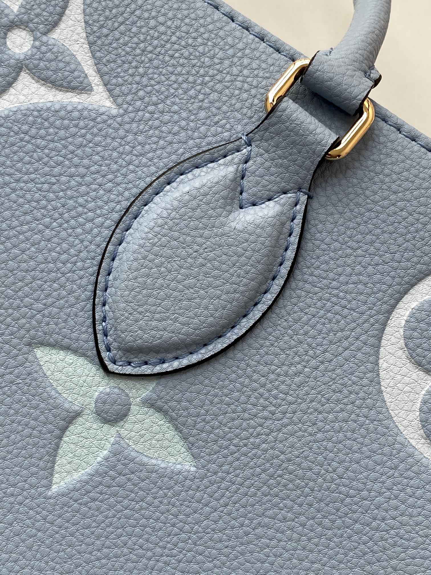 Louis Vuitton Light Blue Monogram Pattern Structured Leather Tote Bag for Women