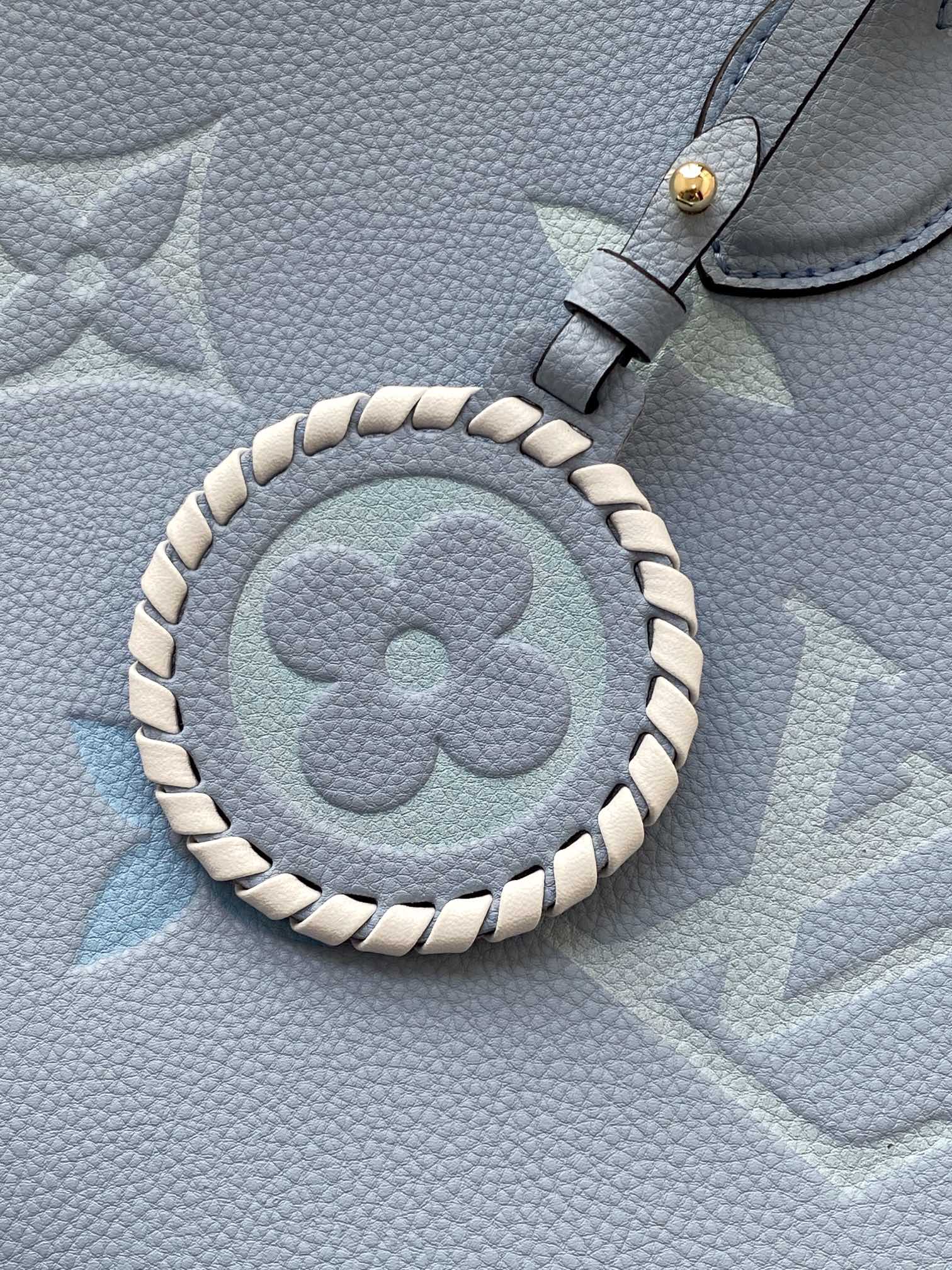 Louis Vuitton Light Blue Monogram Pattern Structured Leather Tote Bag for Women