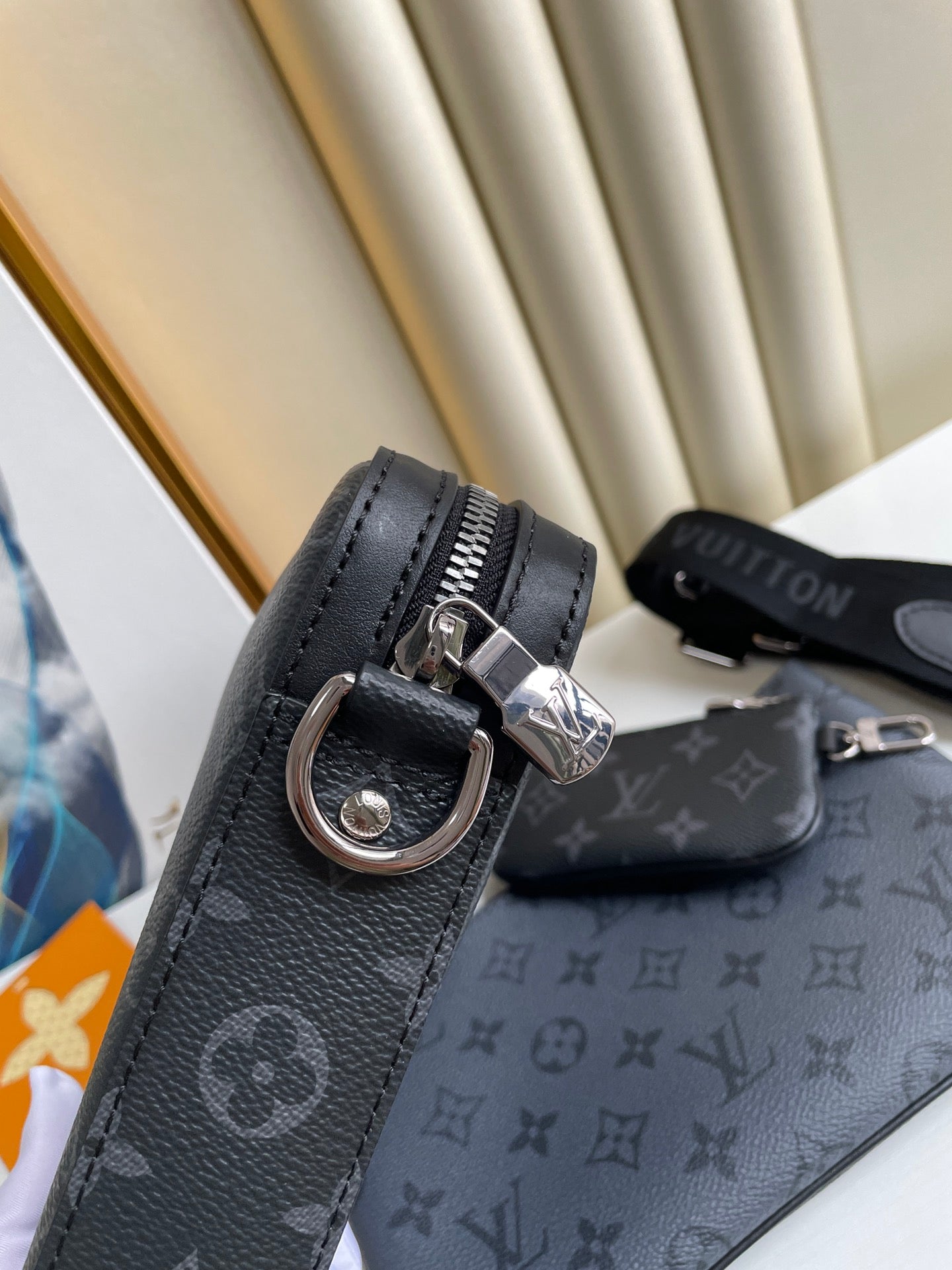 Louis Vuitton Men's Black and Grey Monogram 3-in-1 Crossbody Messenger Bag