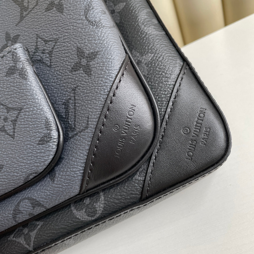 Louis Vuitton Men's Black and Grey Monogram 3-in-1 Crossbody Messenger Bag
