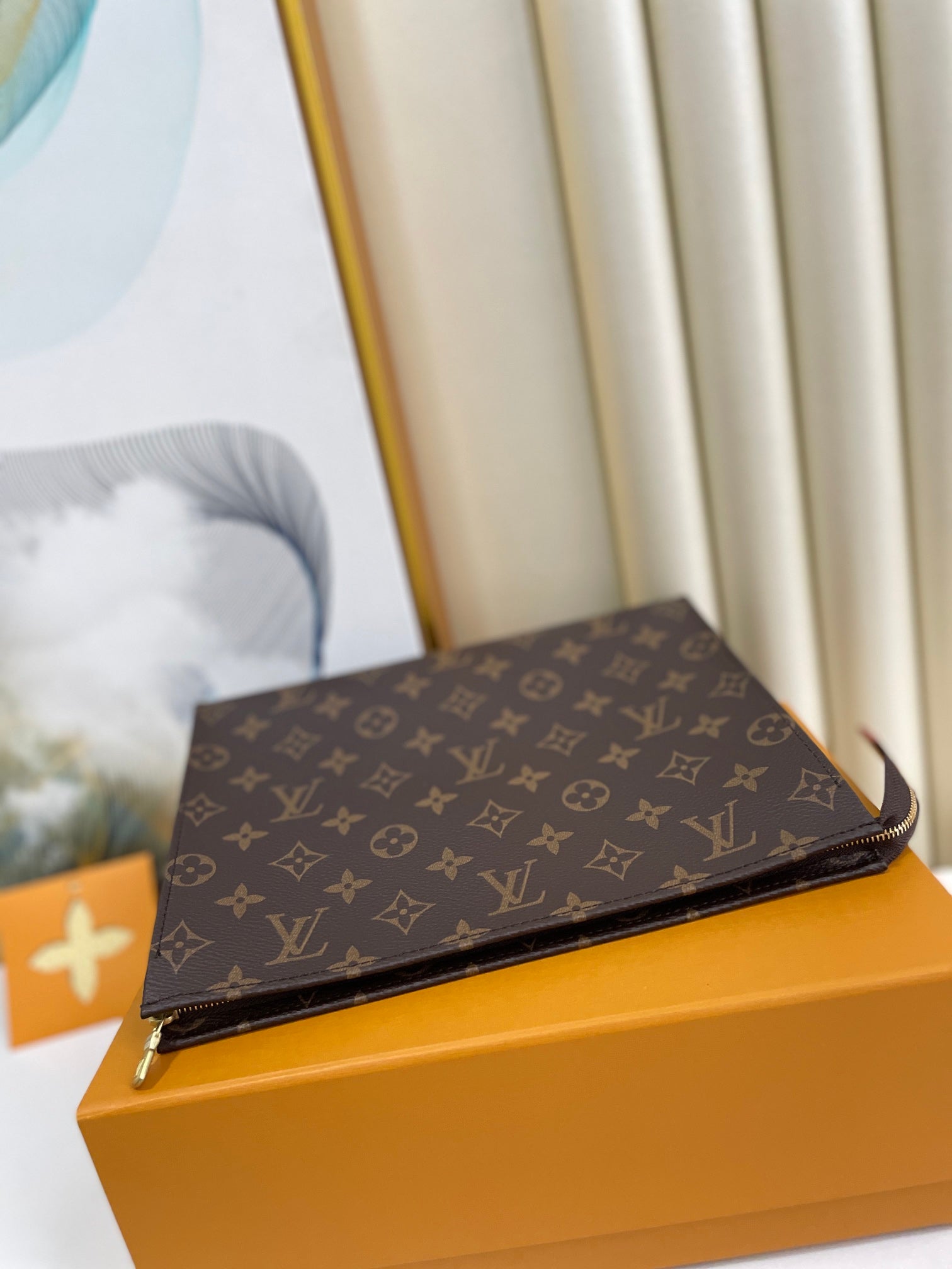 Louis Vuitton Classic Brown Monogram Canvas Toiletry Pouch Zippered Clutch Bag