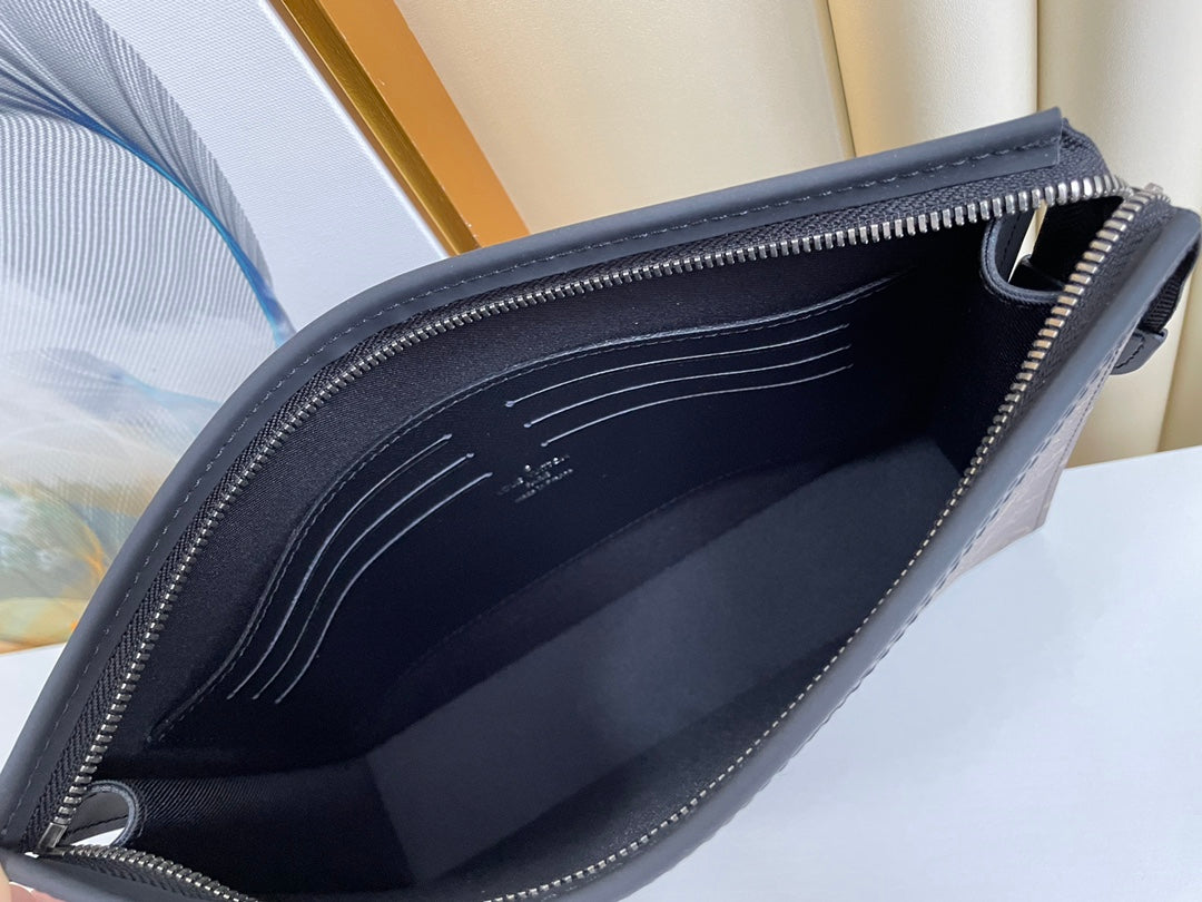 Louis Vuitton Dark Grey Monogram Canvas Zippered Clutch Toiletry Pouch
