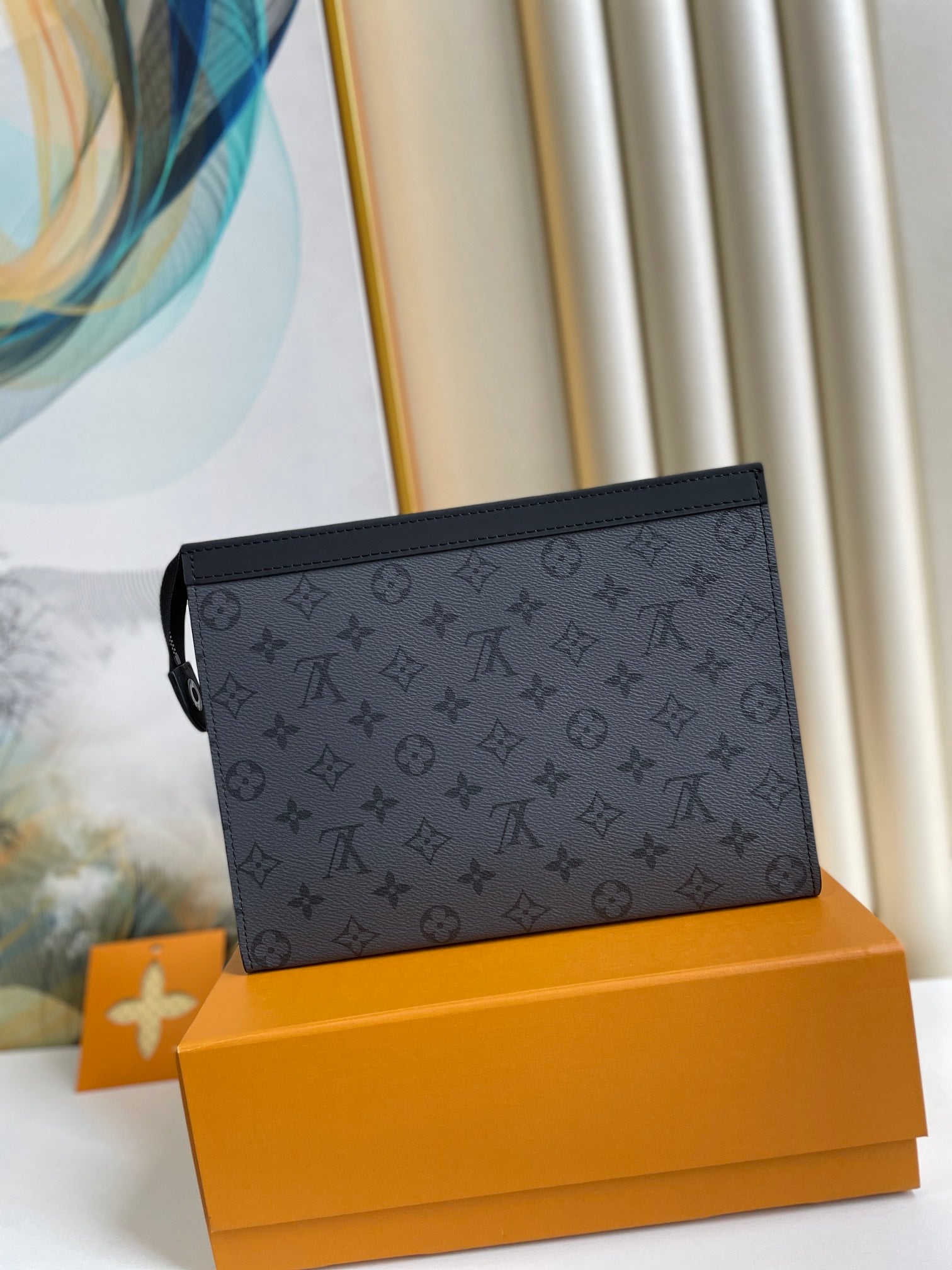Louis Vuitton Black Monogram Canvas Zippered Travel Pouch Clutch Bag