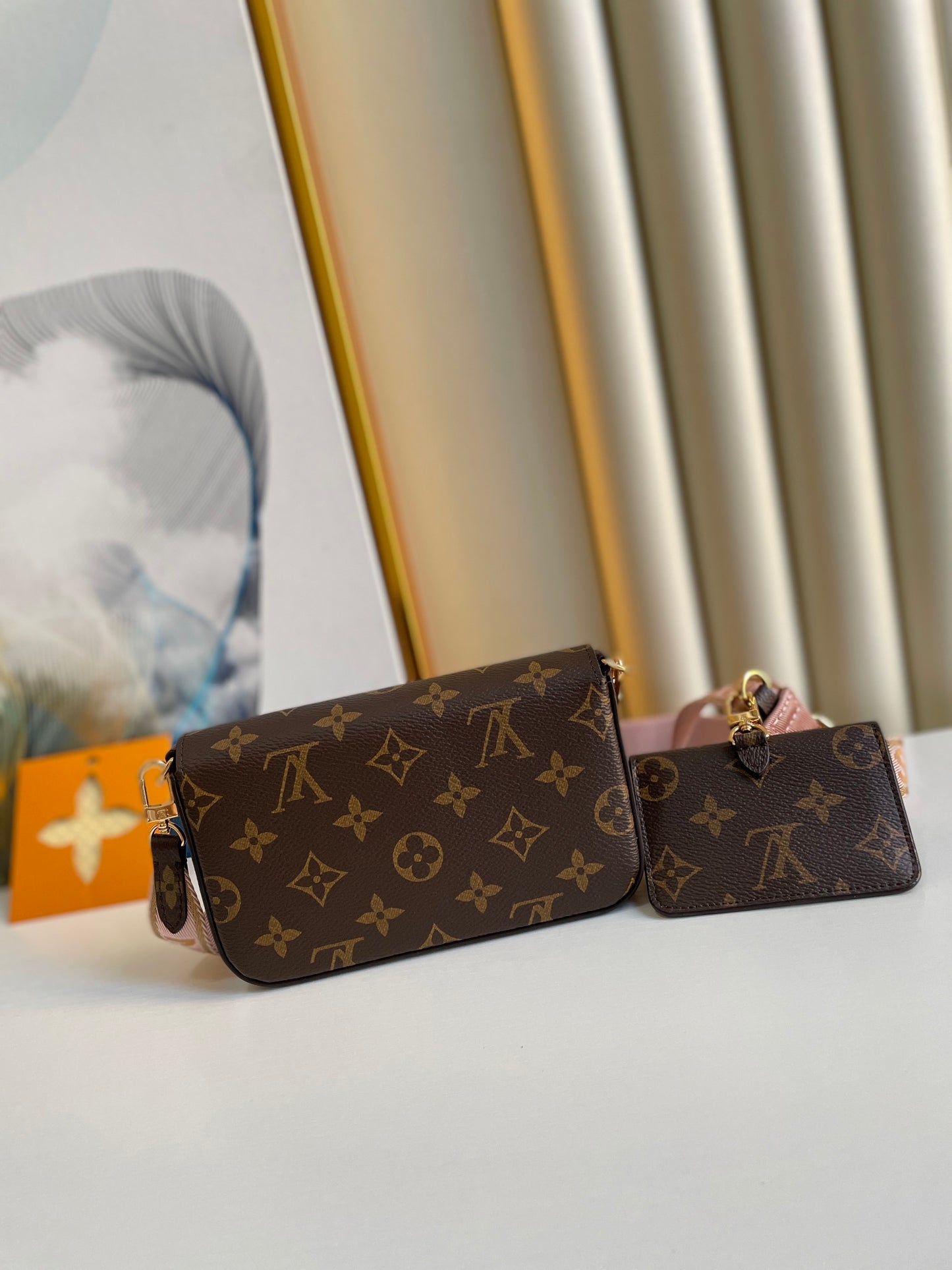 Louis Vuitton Brown Monogram Canvas Envelope Crossbody Bag Set with Coin Pouch