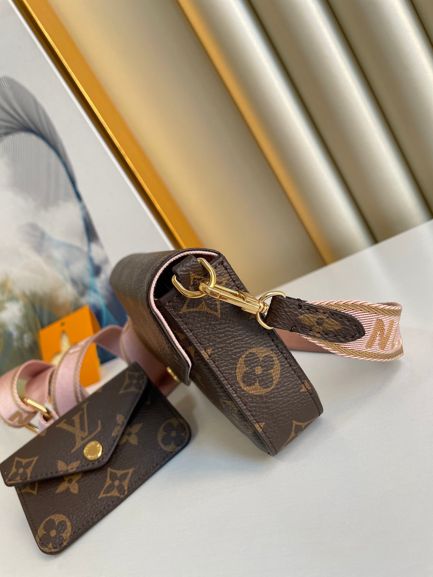 Louis Vuitton Brown Monogram Canvas Envelope Crossbody Bag Set with Coin Pouch