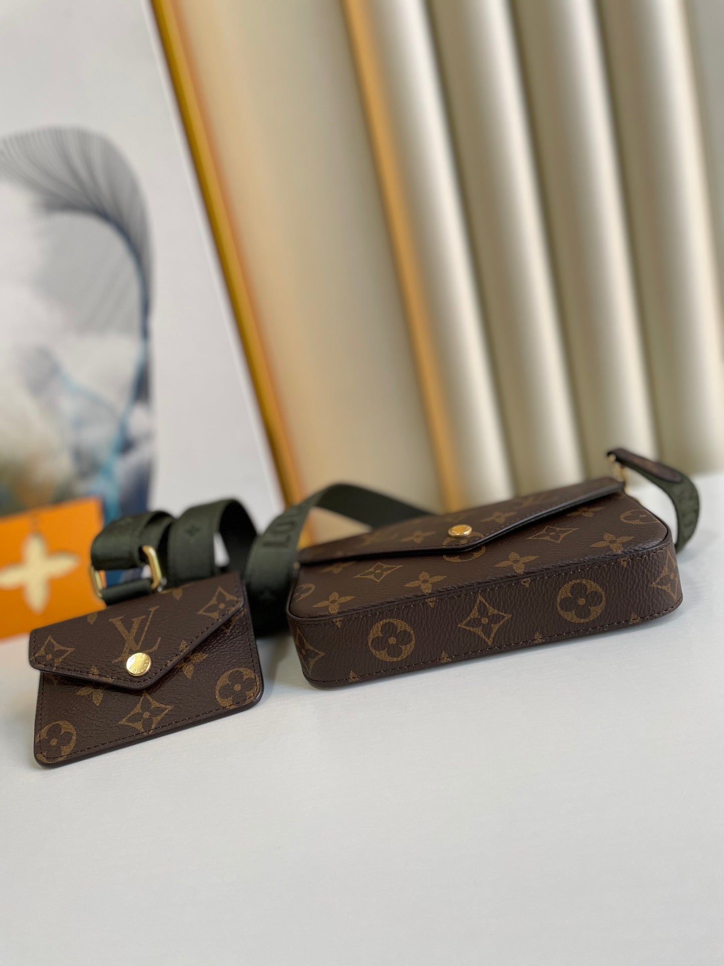 Louis Vuitton Vintage Brown Monogram Crossbody Bag with Mini Coin Pouch