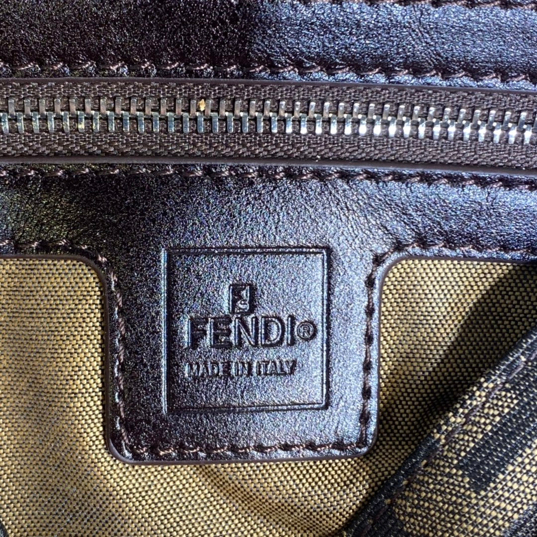 Fendi Baguette Bag in Brown FF Motif Canvas with Leather Trim