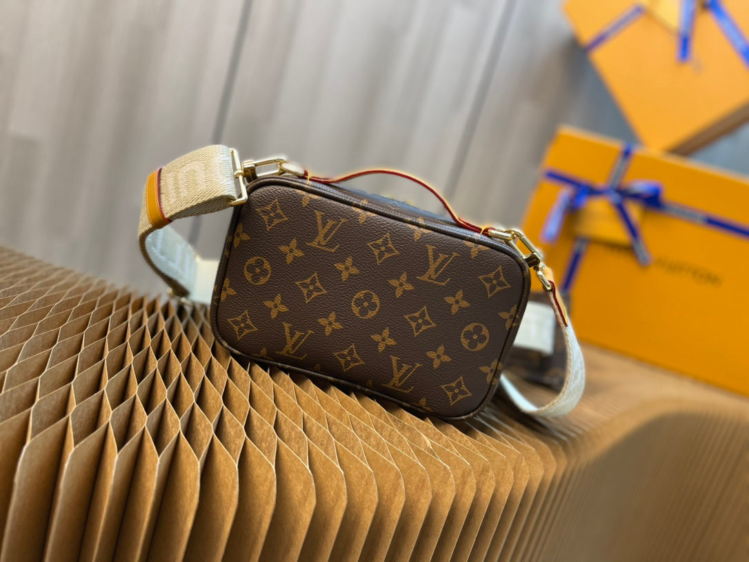Louis Vuitton Vintage Brown Monogram Utility Shoulder Bag with Detachable Pouch