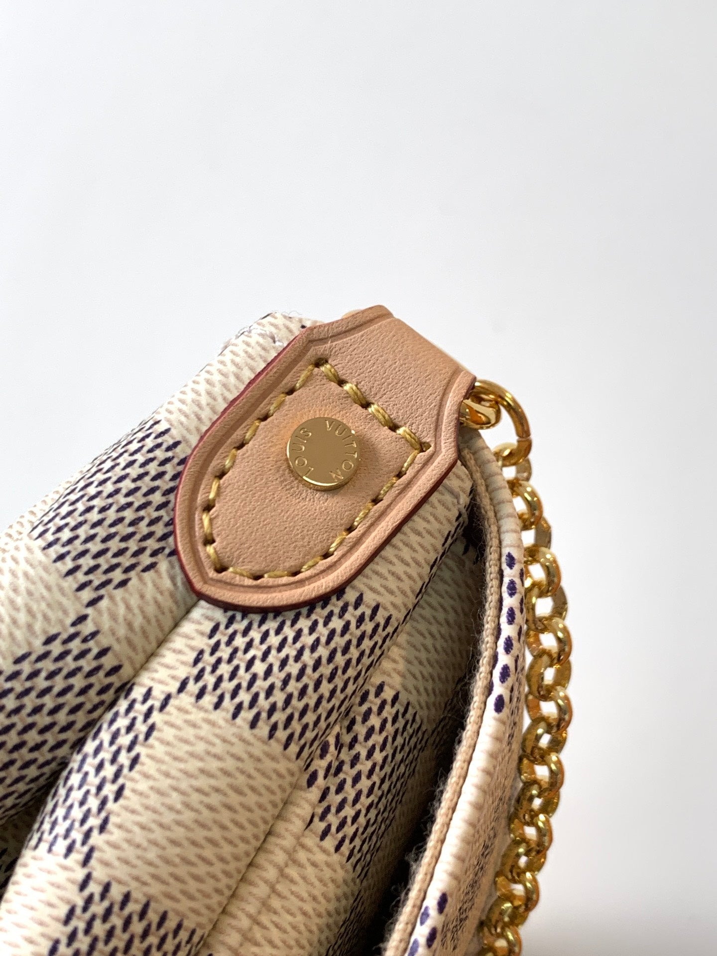 Louis Vuitton Checkered Print Envelope Crossbody Bag with Gold Chain Strap