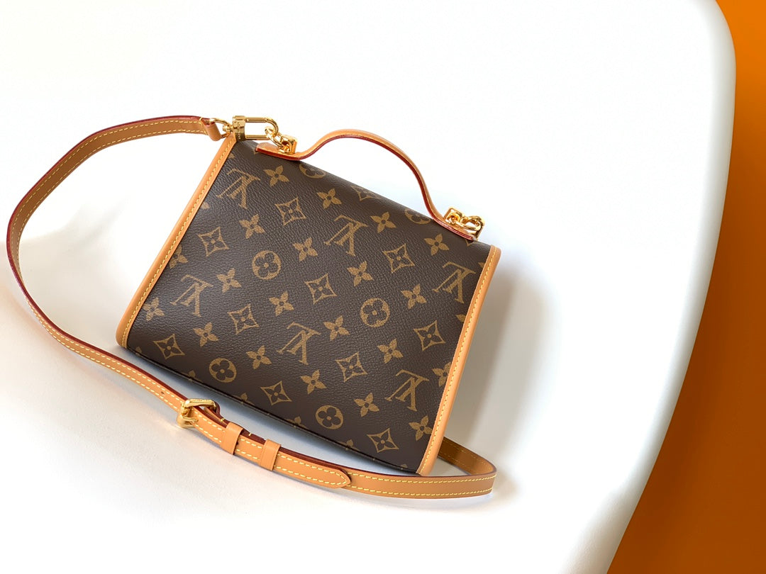 Louis Vuitton Classic Brown Monogram Top Handle Crossbody Satchel Handbag