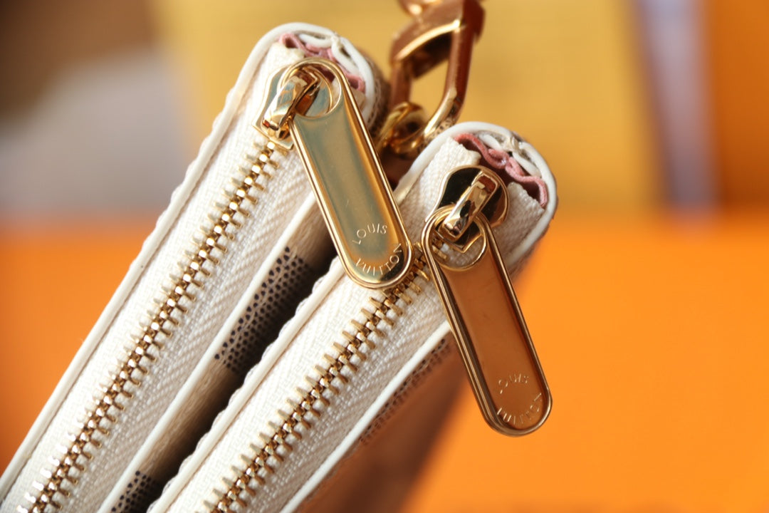 Louis Vuitton White and Grey Checkered Mini Crossbody Bag with Leather Strap