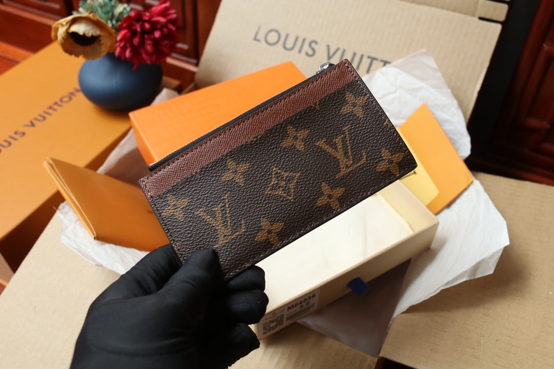 Louis Vuitton Classic Brown Monogram Slim Leather Card Holder Wallet