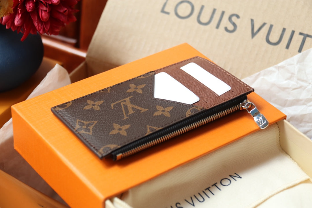 Louis Vuitton Classic Brown Monogram Slim Leather Card Holder Wallet
