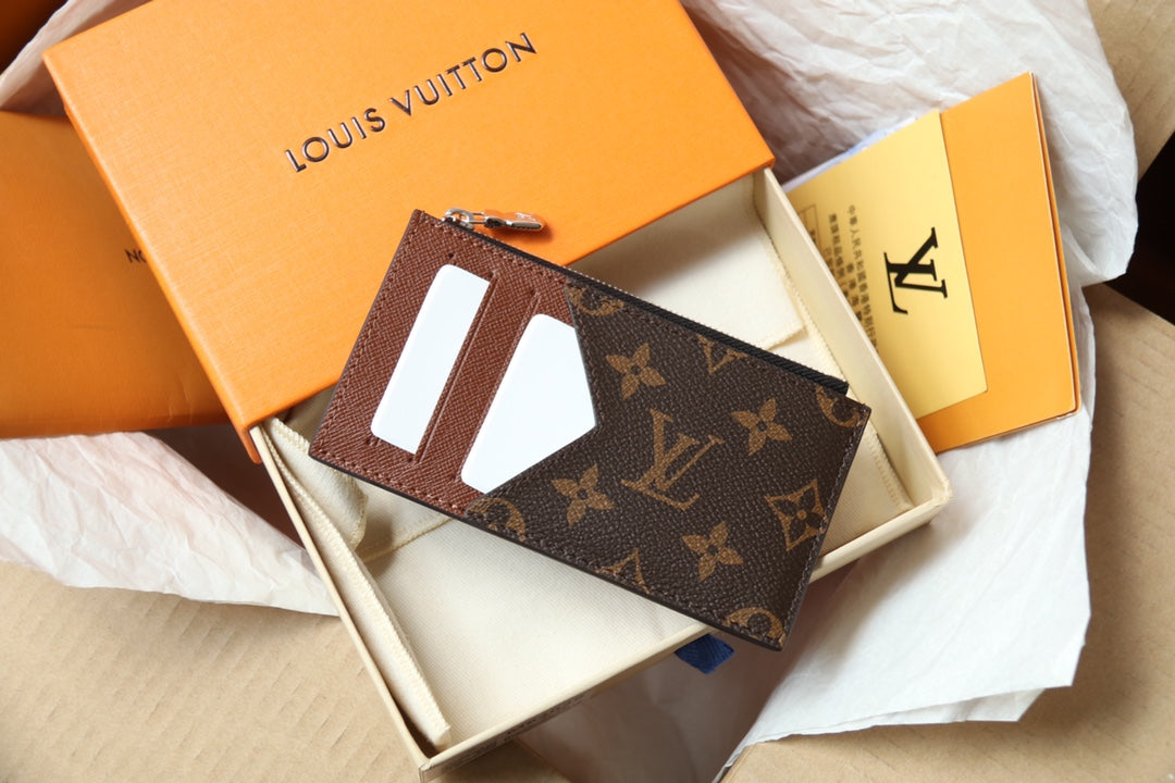 Louis Vuitton Classic Brown Monogram Slim Leather Card Holder Wallet
