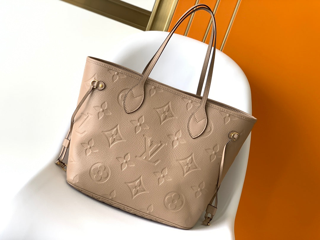 Louis Vuitton Elegant Taupe Embossed Monogram Leather Shoulder Tote Bag
