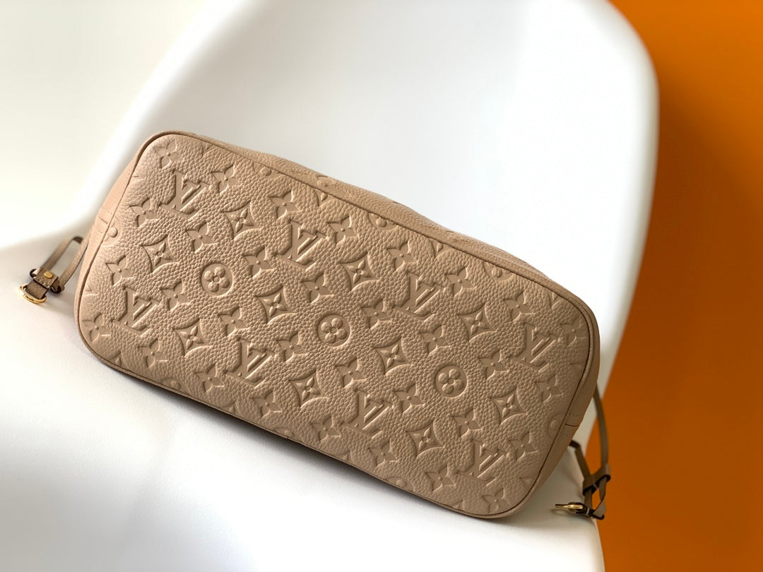 Louis Vuitton Elegant Taupe Embossed Monogram Leather Shoulder Tote Bag