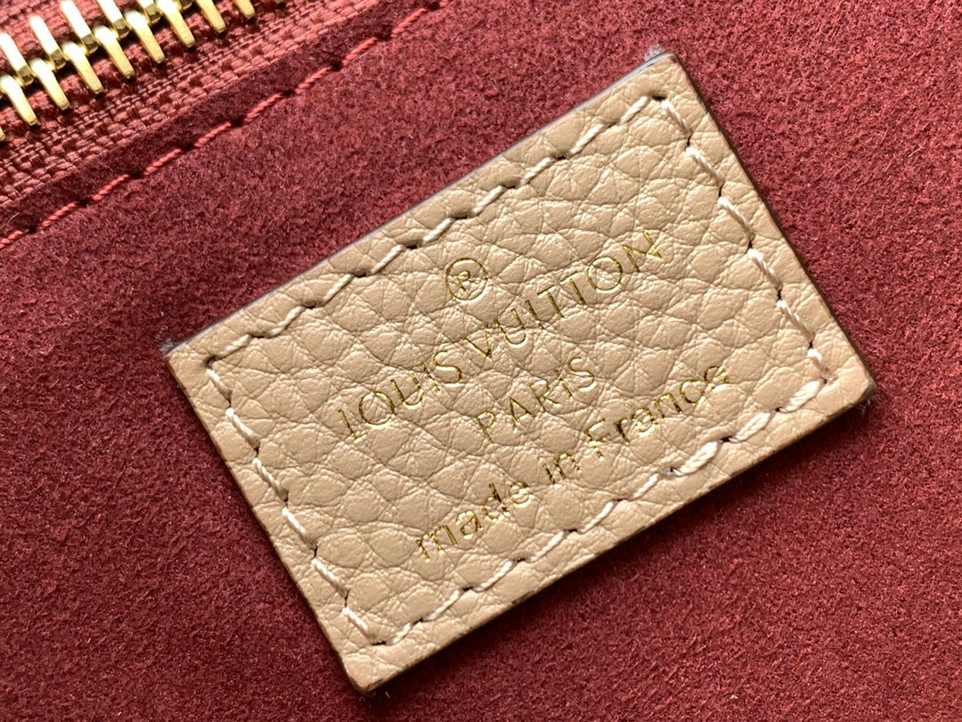 Louis Vuitton Elegant Taupe Embossed Monogram Leather Shoulder Tote Bag