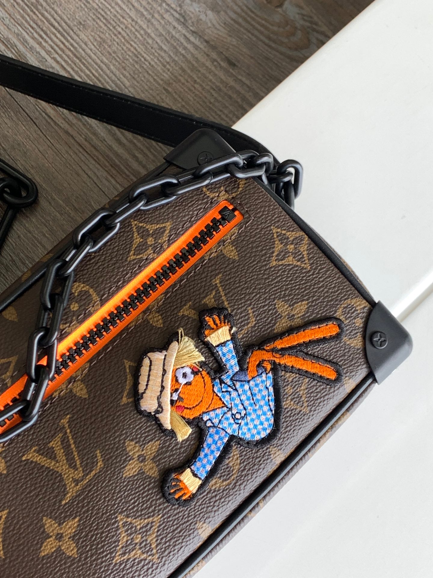 Louis Vuitton Monogram Box Crossbody Bag with Cartoon Character and Chain