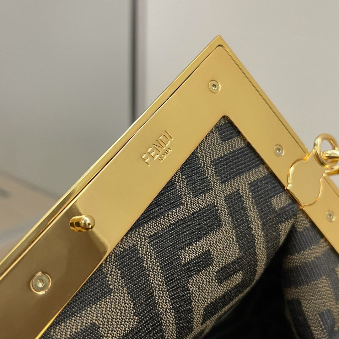 Women's Tan Leather Geometric Frame Clutch Bag with Detachable Gold Chain