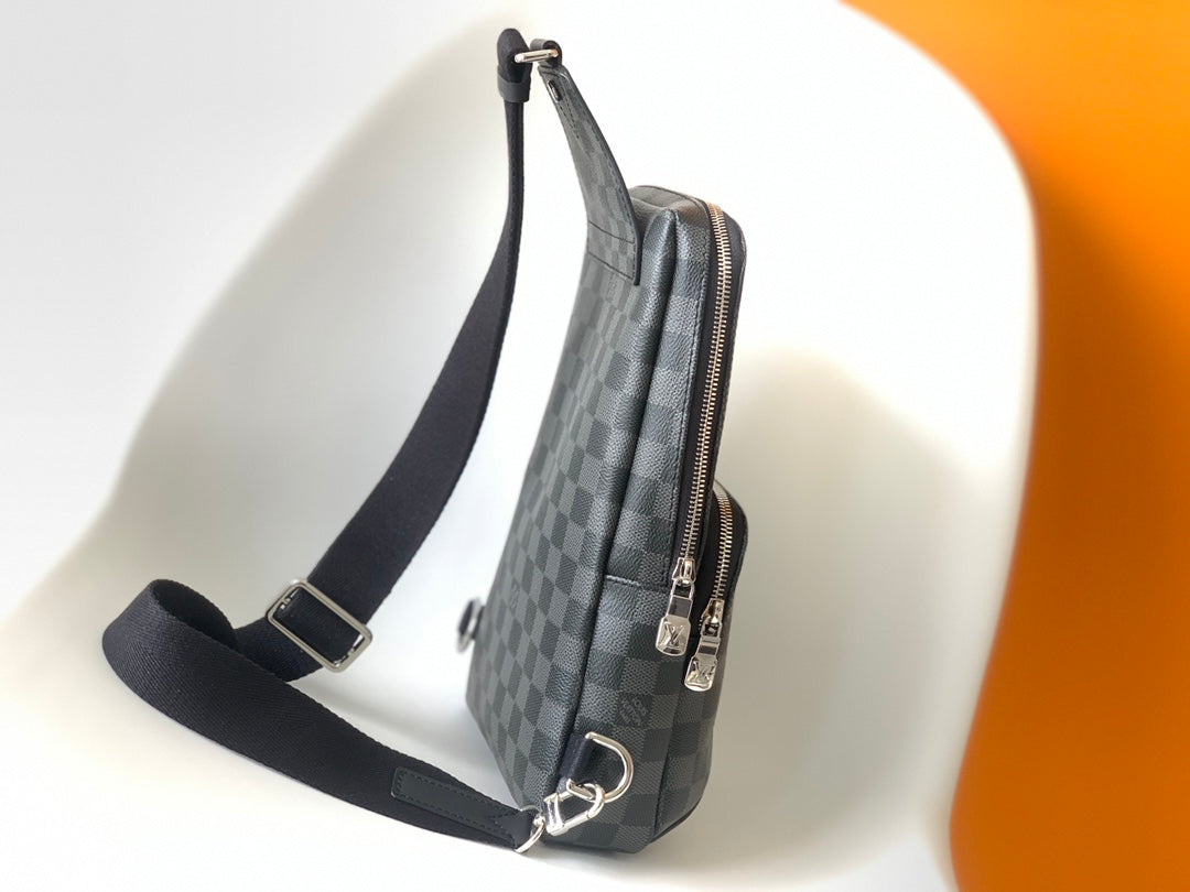 Louis Vuitton Grey Checkerboard Crossbody Sling Bag Men's Travel Chest Pack