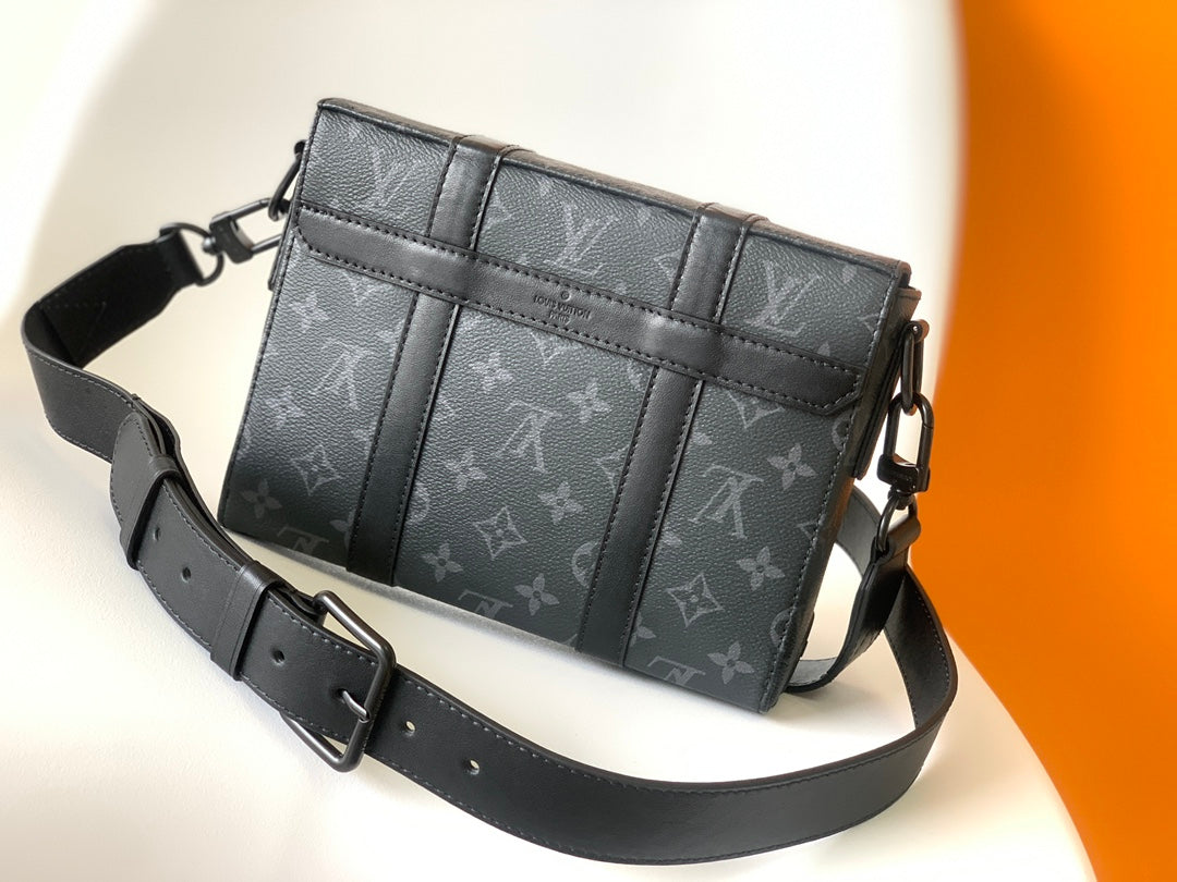 Louis Vuitton Black Monogram Pattern Soft Trunk Crossbody Messenger Bag