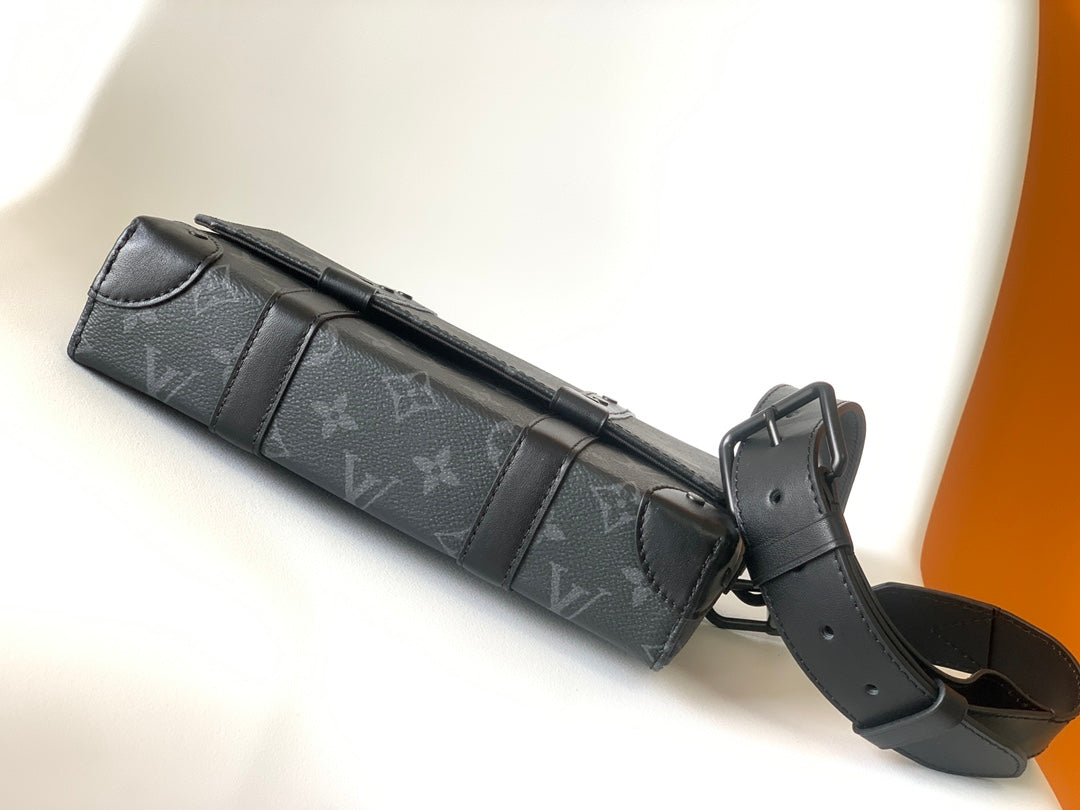Louis Vuitton Black Monogram Pattern Soft Trunk Crossbody Messenger Bag