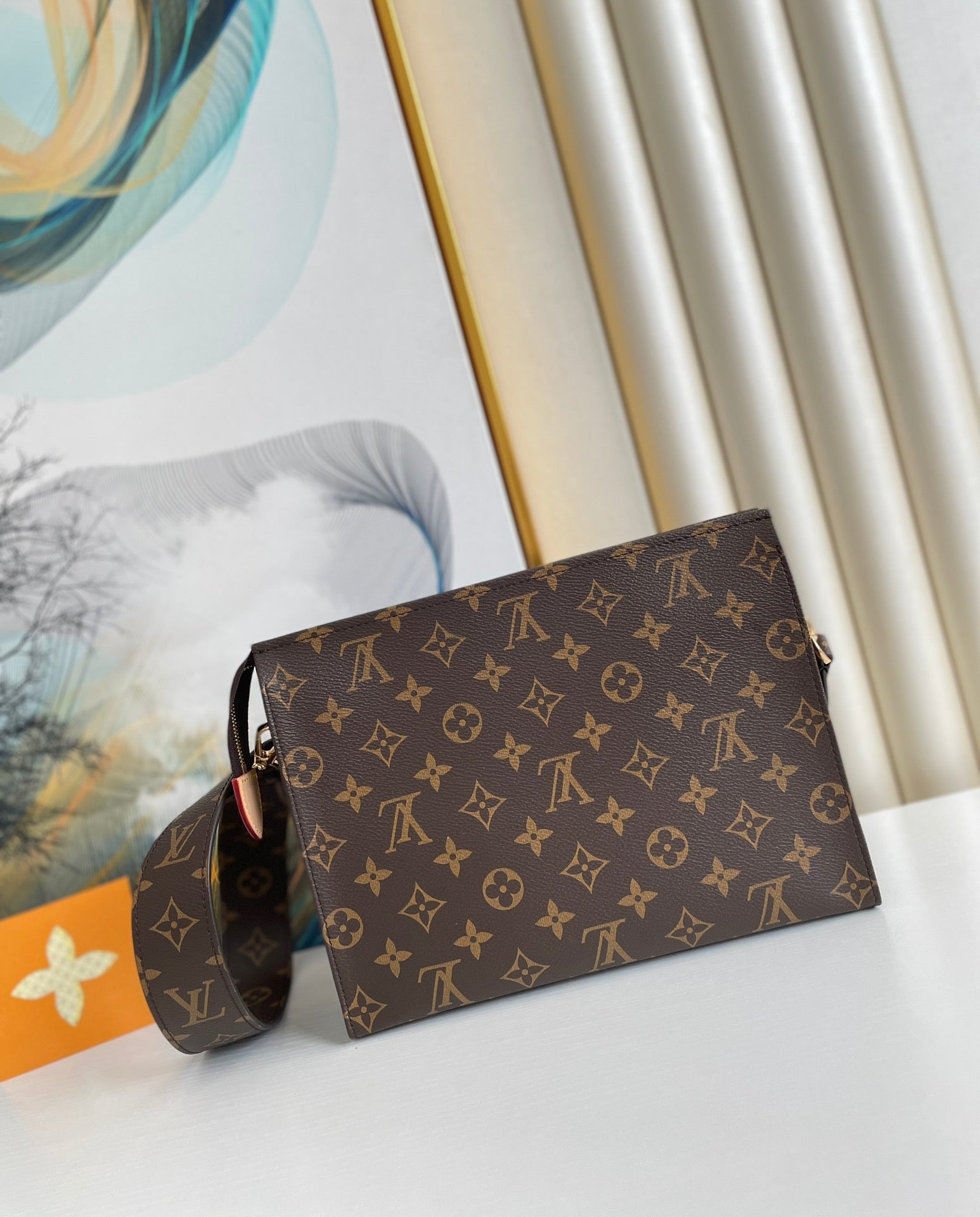 Louis Vuitton Vintage Brown Monogram Envelope Shoulder Bag with Chain Strap