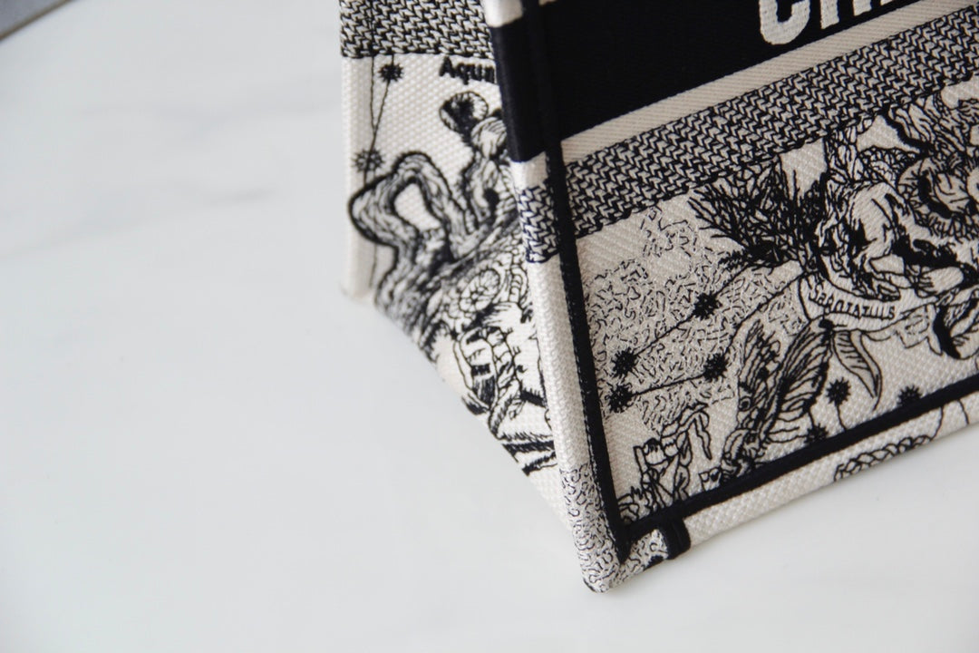 Dior Black and White Zodiac Constellation Print Canvas Tote Bag