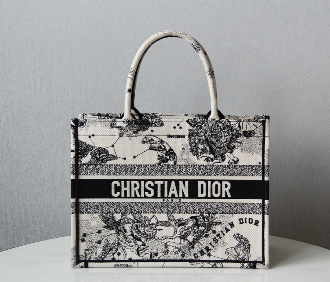 Dior Vintage Celestial Constellation Print Canvas Tote Handbag