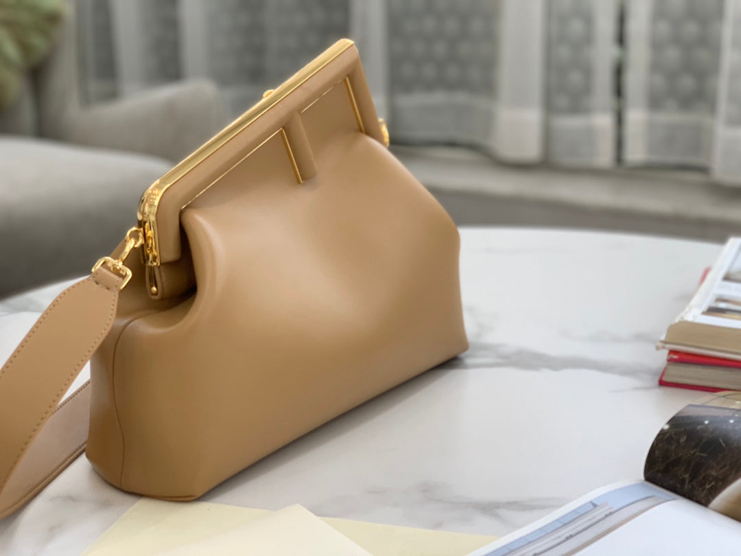 Fendi First Medium Tan Nappa Leather Clutch Bag