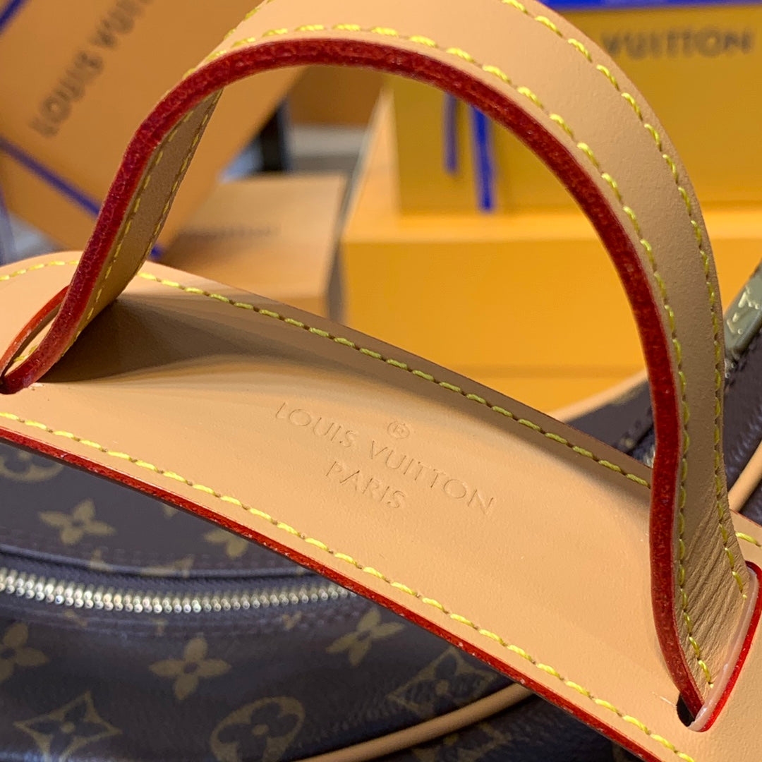 Louis Vuitton Classic Monogram Canvas Crescent Shoulder Bag with Tan Leather Trim
