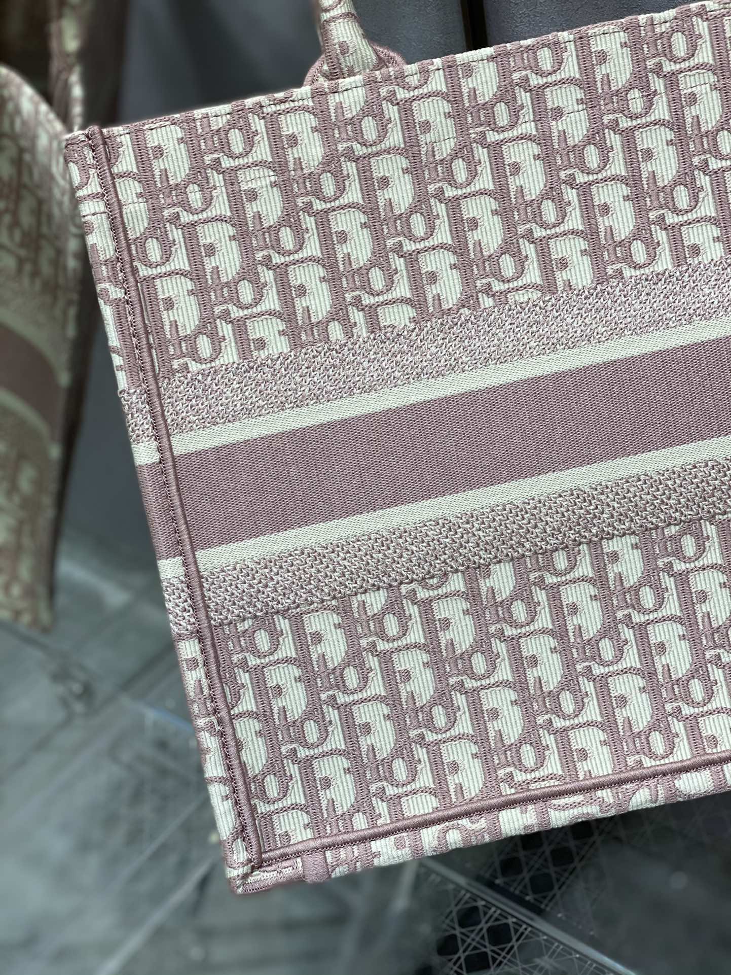 Christian Dior Medium Book Tote - Pink Dior Oblique Embroidery