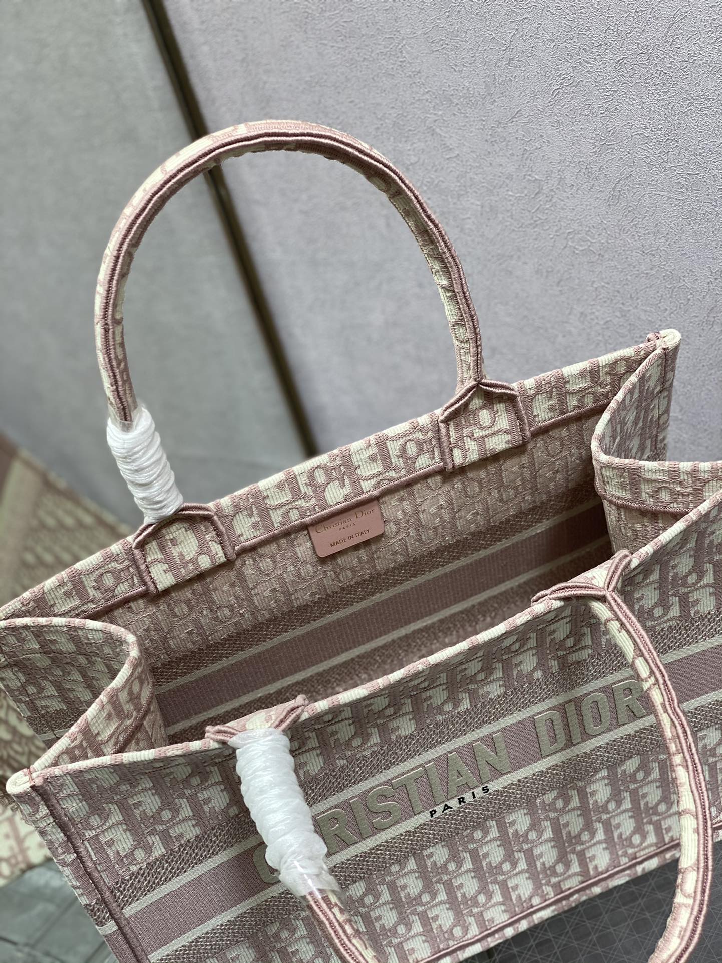 Dior Luxury Pink Oblique Monogram Embroidered Canvas Tote Bag