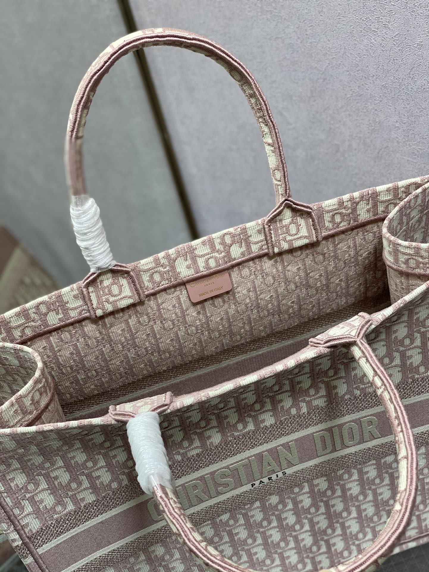 Christian Dior Book Tote Pink Dior Oblique Embroidery Bag