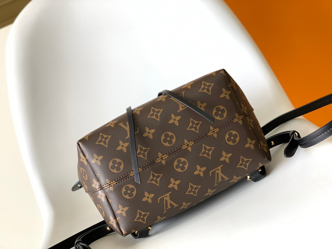 Louis Vuitton Classic Monogram Pattern Drawstring Backpack with Leather Flap