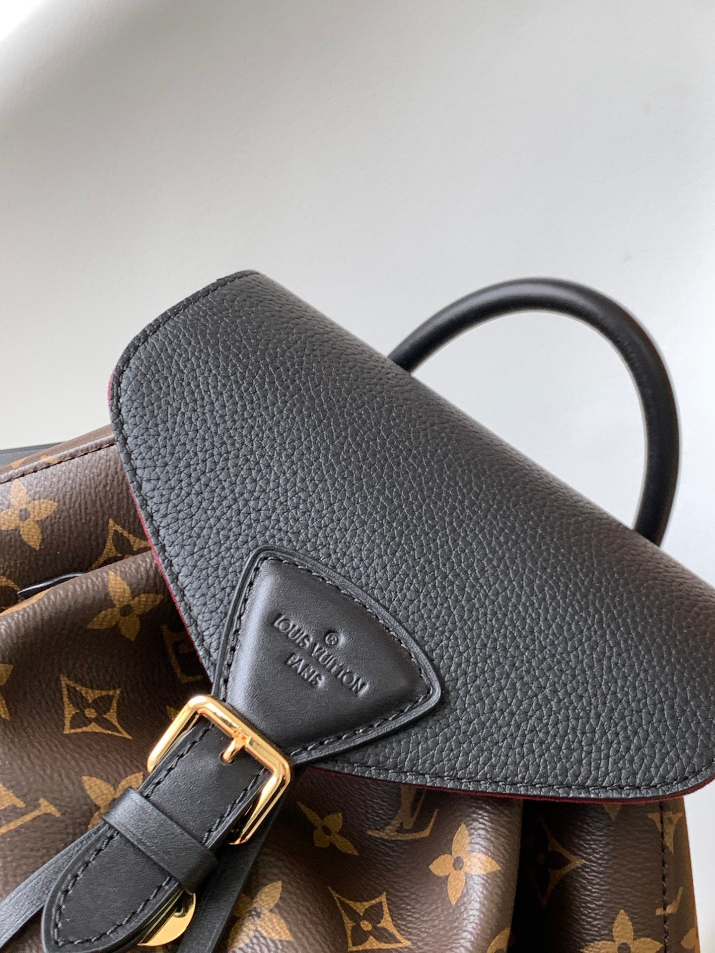 Louis Vuitton Classic Monogram Pattern Drawstring Backpack with Leather Flap