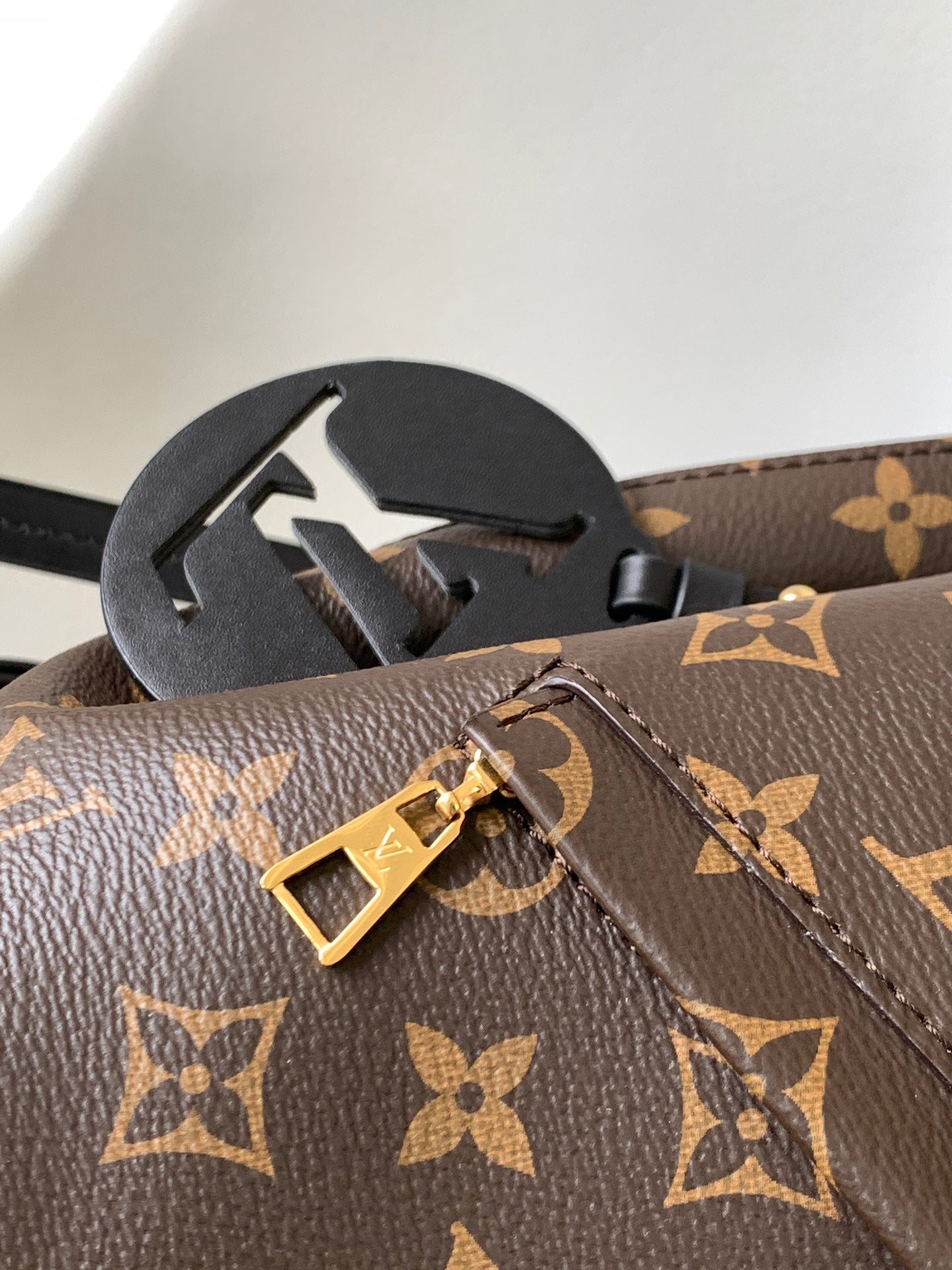 Louis Vuitton Classic Monogram Pattern Drawstring Backpack with Leather Flap