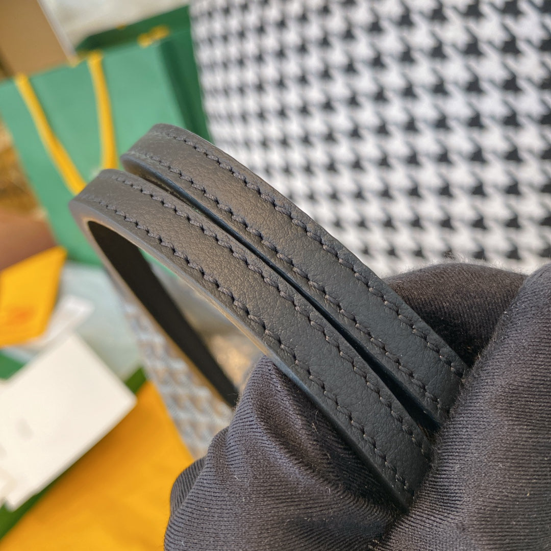 Gogy Luxury Grey Chevron Pattern Canvas Tote Bag with Structured Base