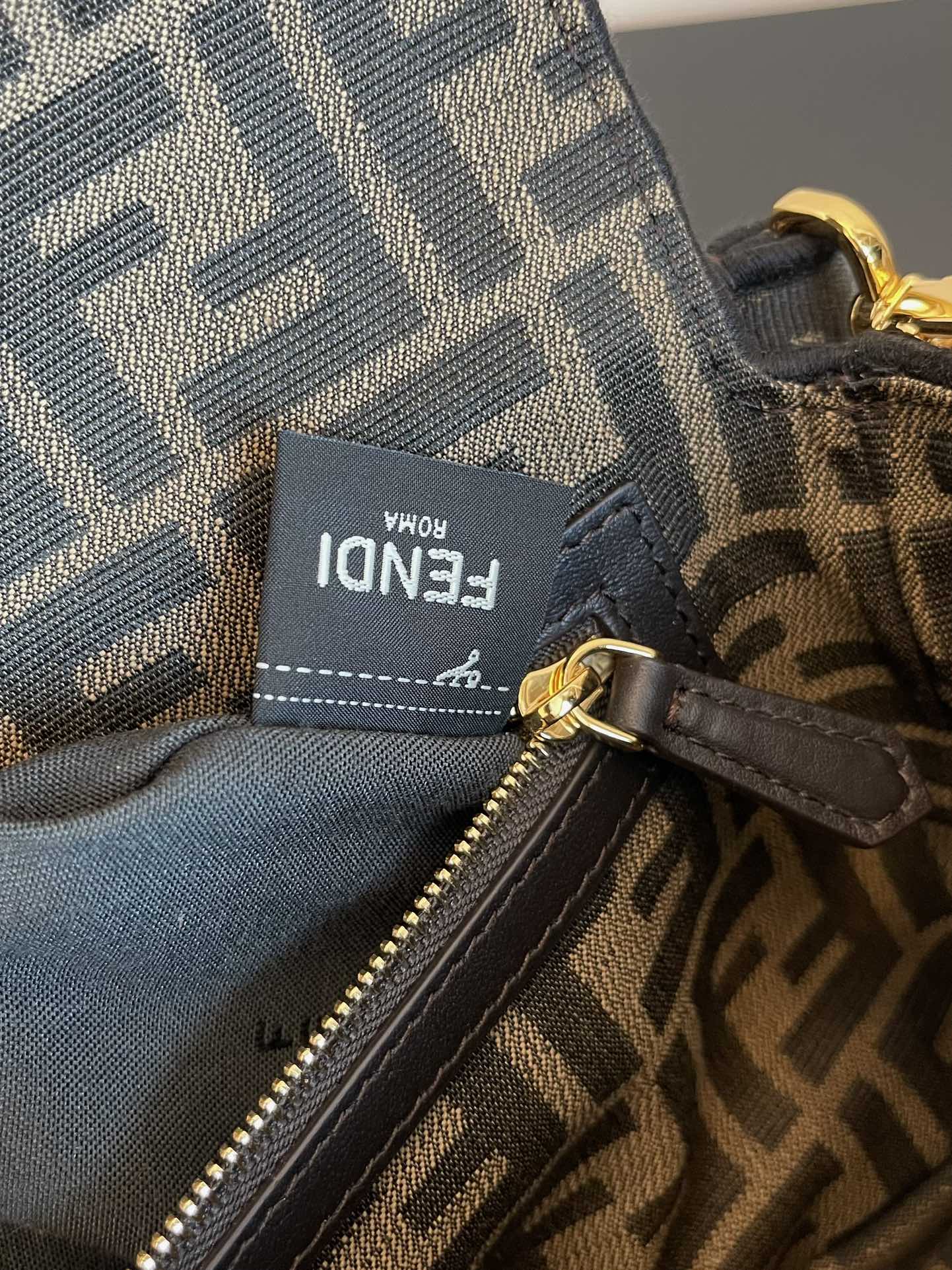 Fendi Baguette Monogram Canvas Shoulder Bag - Grey/Black FF Logo