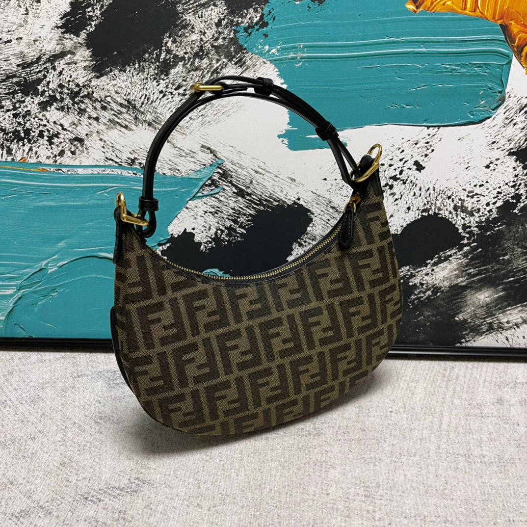 Fendi FF Monogram Canvas Small Hobo Bag - Brown/Tobacco