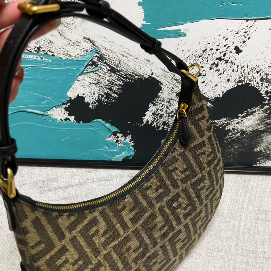 Fendi Fendigraphy Small FF Monogram Canvas Hobo Bag - Brown/Tobacco