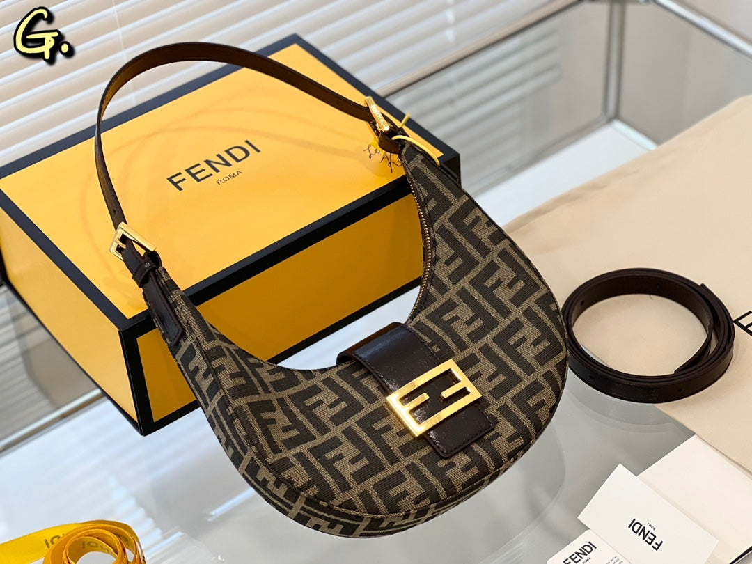 Fendi Cookie Mini Hobo Bag in Brown FF Fabric