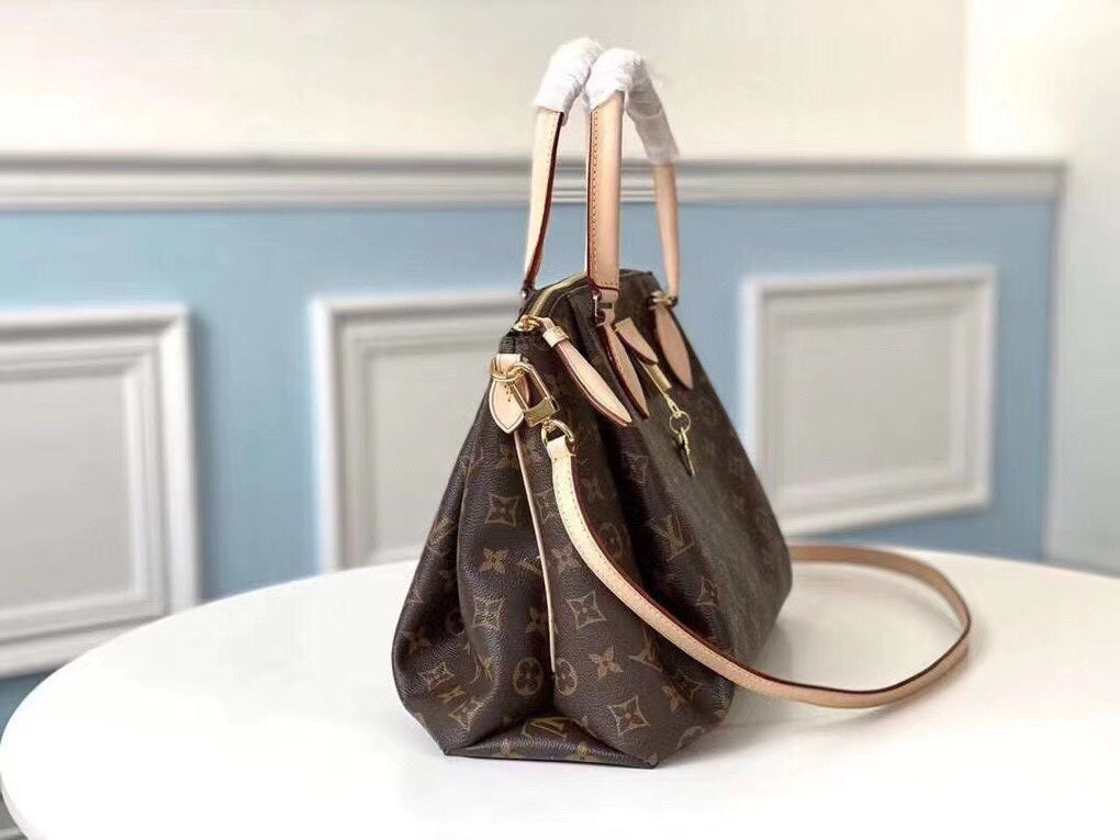 Louis Vuitton Classic Monogram Pattern Brown Canvas Handbag with Shoulder Strap