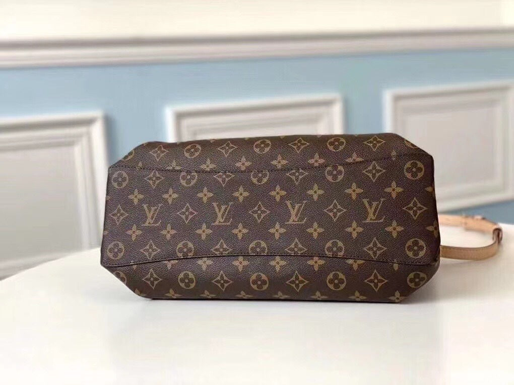 Louis Vuitton Classic Monogram Pattern Brown Canvas Handbag with Shoulder Strap