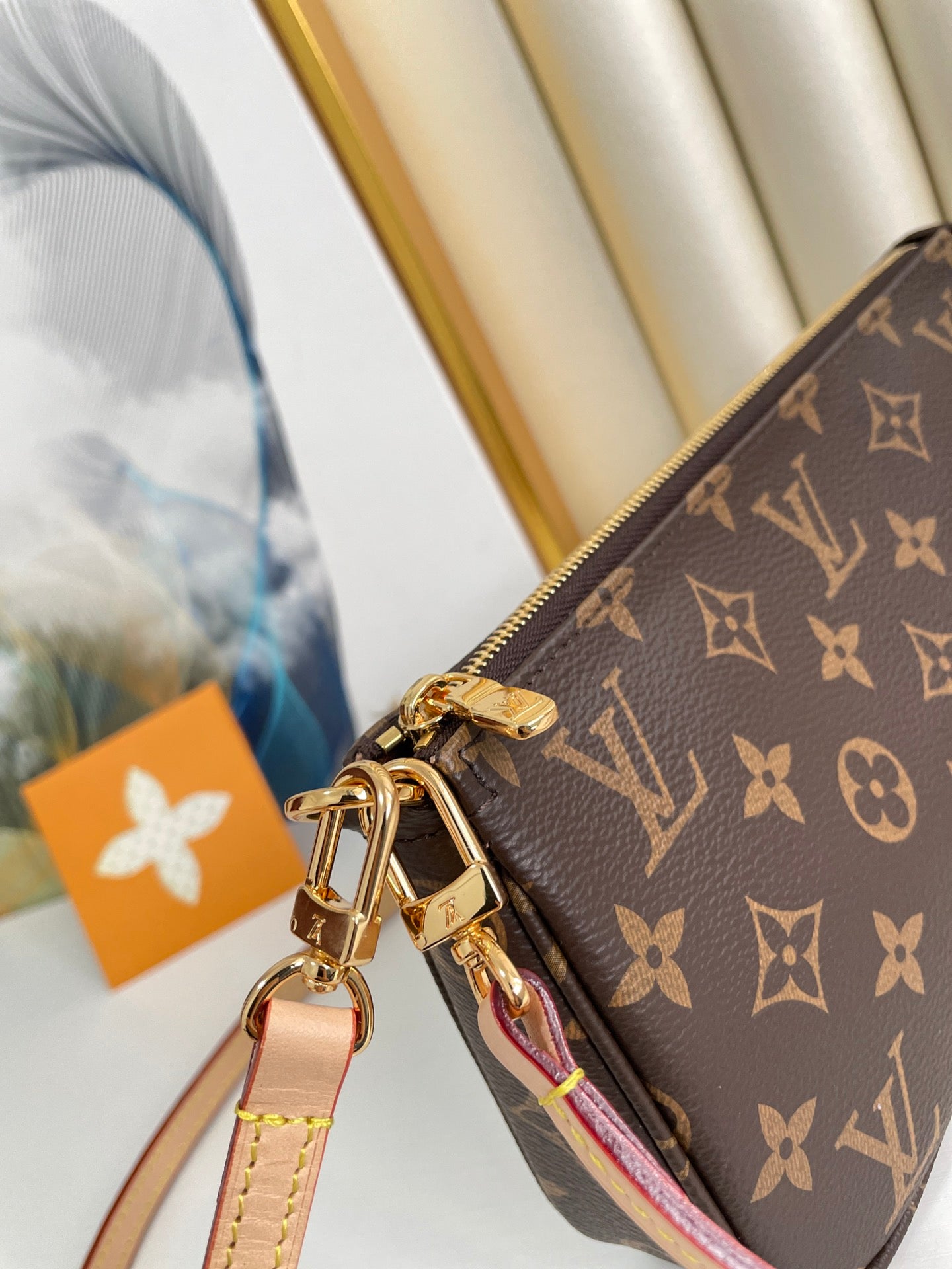 Louis Vuitton Classic Brown Monogram Print Mini Shoulder Bag Pochette