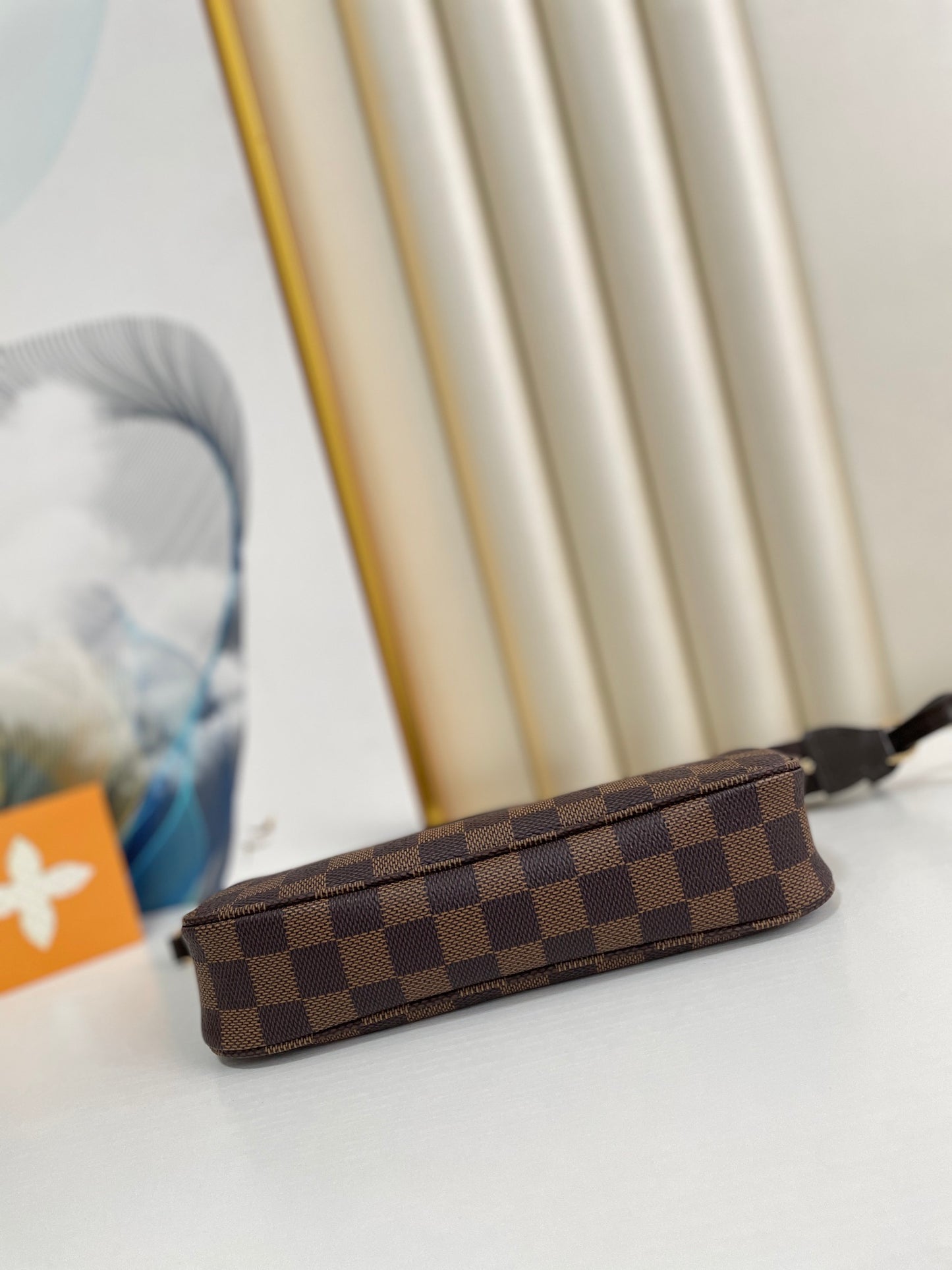 Louis Vuitton Brown Checkerboard Pattern Mini Shoulder Bag and Wristlet Clutch